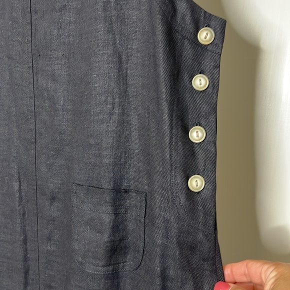 Cali Cali Women’s Tank Navy Black Linen Maxi Dress Size Medium Button Detail - Picture 5 of 10